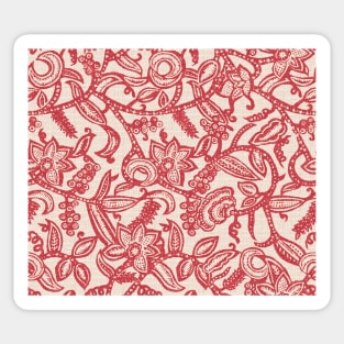 Vintage floral lace (red invert) Sticker